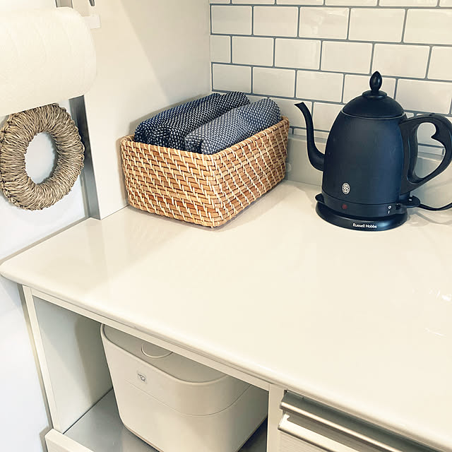 Kitchen,象印STAN.,ジョージジェンセンダマスク,無印良品かご,ケトル,キッチン収納,モニター応募投稿,ナチュラル,北欧,イベント参加,こどものいる暮らし,いつも見てくださって、感謝です♡,コメントスルーで大丈夫です♡ Yasunaの部屋