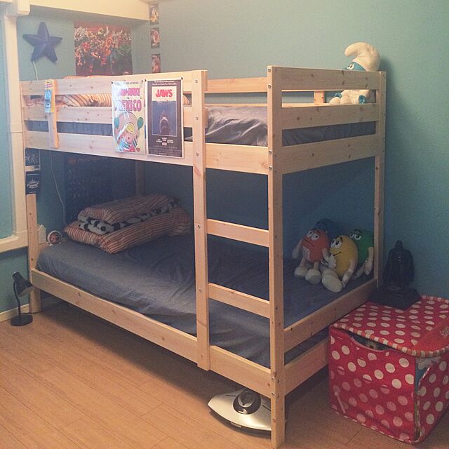 Bedroom,子供部屋,二段ベッド,IKEA,m&m's,スマーフ,アメリカン Yokoの部屋