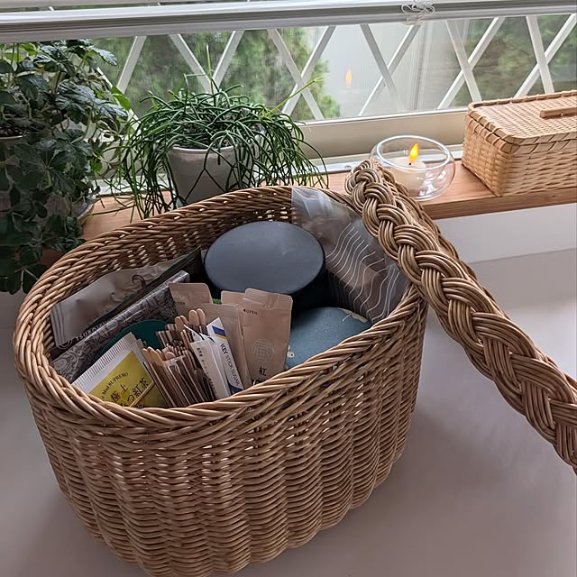 Kitchen,かご・バスケット,窓辺,癒し,お気に入り,かご収納,スッキリ収納,まとめて収納,カフェセット,収納アイテム,Sサイズ,蓋付きバスケット,UTILE,水洗いできるカゴ,使いやすい収納,4枚投稿です,見ていただきありがとうございます♡,スタンプラリーお疲れ様です♡ mak.の部屋