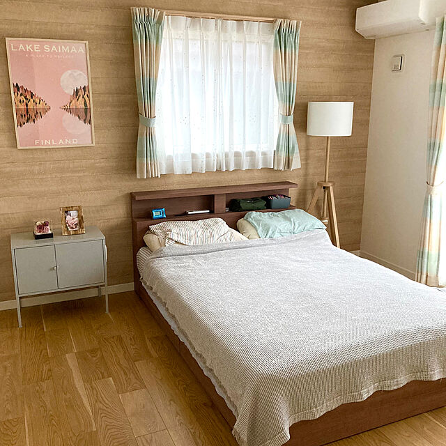 Bedroom,寝室,木目調,北欧ナチュラル,アートポスターのある暮らし hinakoの部屋
