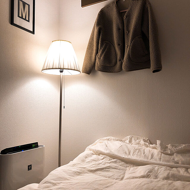 Bedroom,一人暮らし,ニトリ,ホワイトインテリア,ワンルーム,ナチュラル,照明,モノトーン rc21の部屋