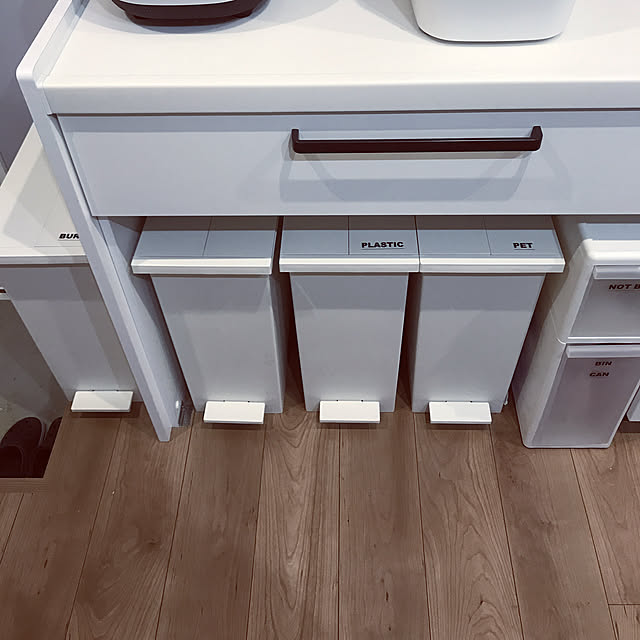 Kitchen,分別ゴミ箱,土間,勝手口,カップボード,KEYUCA,キッチンのゴミ箱,シンプル,子どもと暮らす,パナソニック カップボード,ラクシーナ,パナソニック,観音開き,両開き Ray_of_Lightの部屋