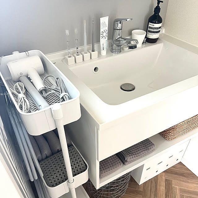 Bathroom,トローリーワゴン,洗面所,シンプルな暮らし,建売をオシャレにしたい,ニトリ,シンプルインテリア,収納 fee...の部屋