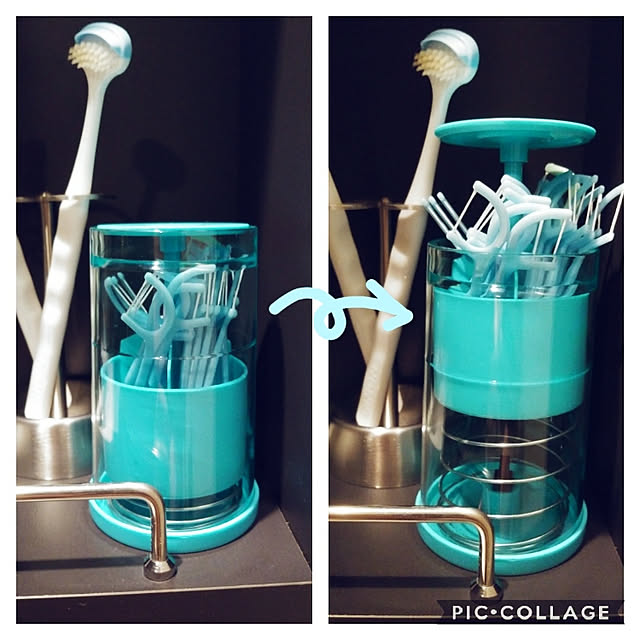 洗面スペース,ダイソー,プッシュ式綿棒ケース,糸ようじ収納,Bathroom,100均,ダルトン,歯ブラシスタンド jpmumの部屋
