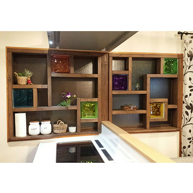 Kitchen,2×4,トリプルワイドIH,パナソニック,日本家屋,DIY,ガラスブロック,ダイソーの籠はニンニク入れ moco-hanamaruの部屋