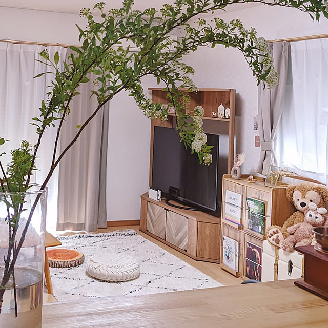 Lounge,雪柳,植物のある暮らし,みどりのある暮らし,ナチュラルが好き,ベージュインテリア,ナチュラルインテリア,木のぬくもり,木のぬくもりが好き♡,枝物が好き mamenoの部屋