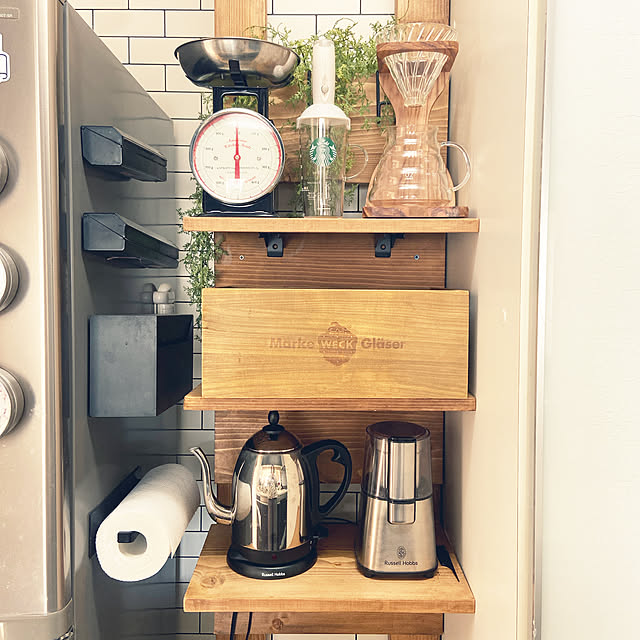 Kitchen,DIY棚,ラブリコ,Russell Hobbs,WECK,DULTON,コーヒードリッパー,HARIO,ideaco,キッチン道具 gachaの部屋