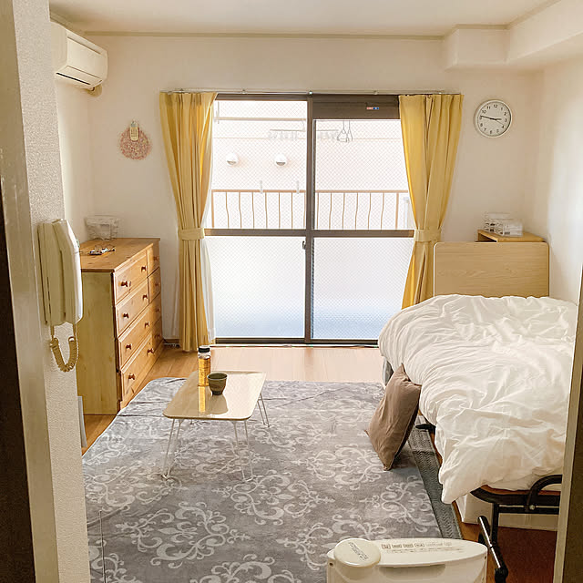 Bedroom,グレーインテリア,6畳,賃貸,#7畳,#ワンルーム,ワンルーム　一人暮らし,一人暮らし,シンプル,シンプルナチュラル,まだまだこれから,まだまだ改造中,シンプルインテリア,シンプルな暮らし,お金をかけなくても楽しめる暮らし♡,ワンルームでも楽しく seikoの部屋