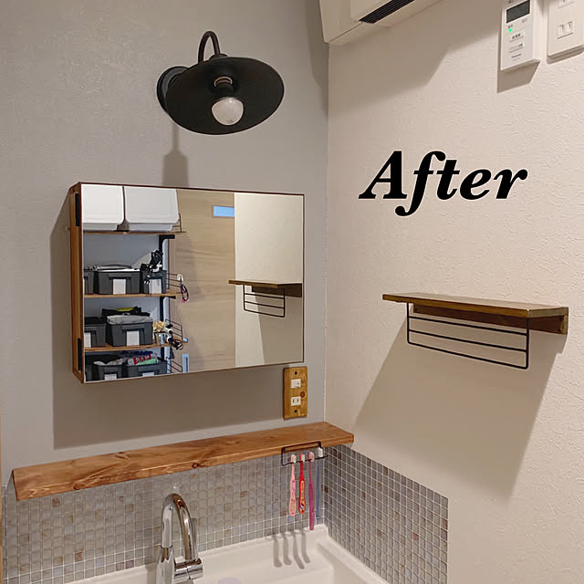 ミラーキャビネット,狭い家,RCの出会いに感謝♡,ミラーキャビネット取りました！,すっきり暮らす,ナチュラル,普通の家,洗面台,DIY,シンプル,Bathroom,リノベーション me_moの部屋
