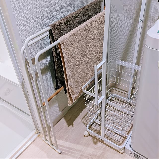 ニトリ,バスタオルハンガースタンド,洗面所,脱衣室,タオルハンガー,バスタオル,ランドリーラック,tower,ランドリーハンガーカートセット,横からも掛けやすい,買ってきたもの,購入品紹介,アイテムタグがない,省スペース,買ってきました！,おうち見直し,自腹モニター,マンション,買ったもの,ニトリで買ったもの mi-saの部屋
