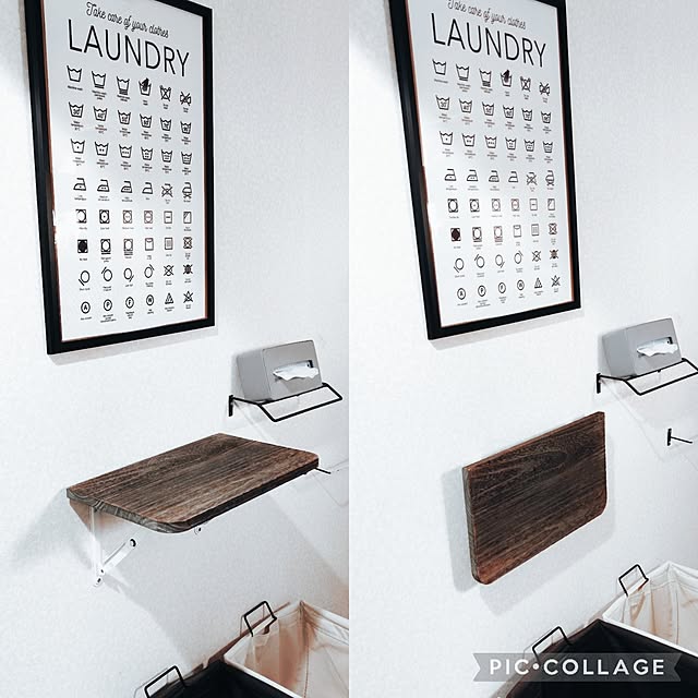 Bathroom,DIY,折りたたみ収納式,折りたたみ収納棚,ちょっとした時に便利♪,ワンタッチ折りたたみ金具,棚受け金具 saayaの部屋