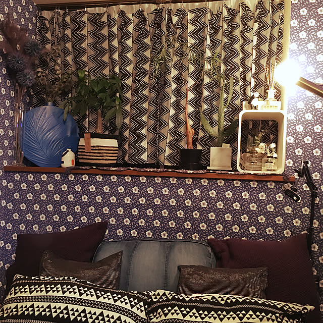 寝室,柄カーテン,Bedroom,柄柄柄,柄祭り miiiiiの部屋