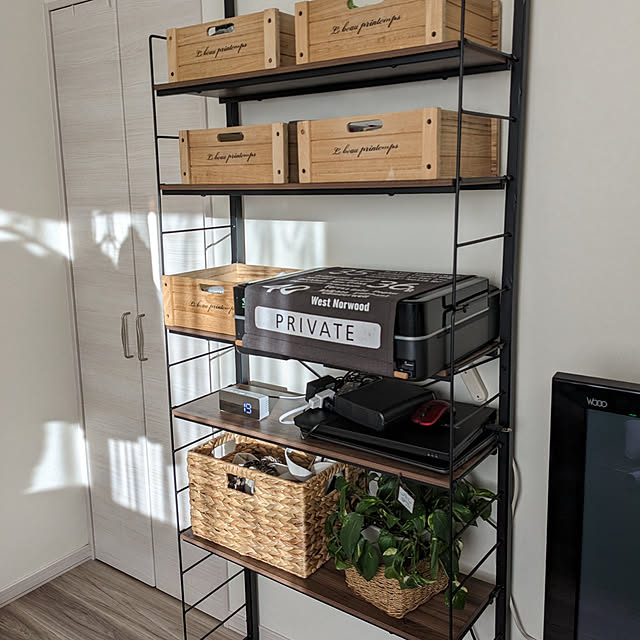 My Shelf,ニトリ,Nポルダ,プリンター置き場,ダイソー時計,ポトス,ワイヤーシェルフ,ワイヤーシェルフNポルダ mm3の部屋