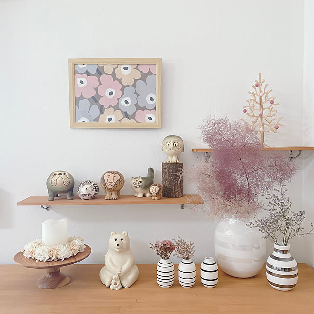 My Shelf,しろくま貯金箱,ケーラーオマジオ,ドライフラワー,新生活,暮らしを楽しむ,北欧雑貨,北欧雑貨好き,リサラーソン,季節を楽しむ yukaの部屋