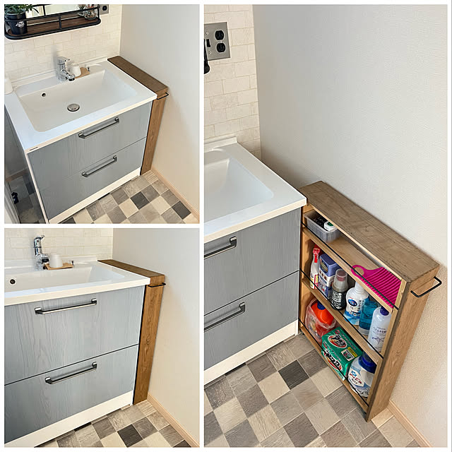 洗面台横収納,引き棚DIY,Bathroom wizの部屋