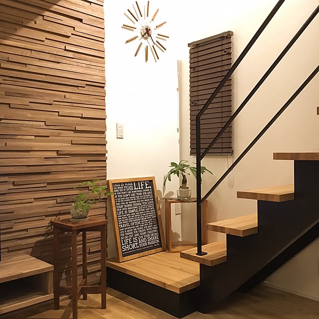 Lounge,観葉植物,マスターウォール,ハイスツール,インテリア,アート,ポスター,holstee qu_miiiiiiiの部屋
