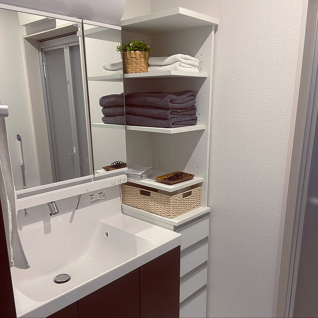 洗面台隙間収納,ベルメゾン家具,100均,ダイソー,ナチュラル,ニトリ,Bathroom yruriの部屋