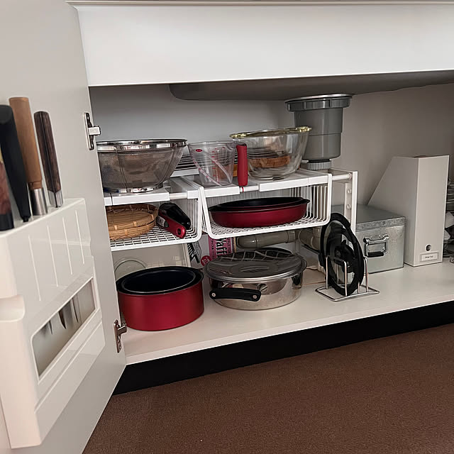 roomclipで情報頂いてます,団地暮らしももう慣れたもん,団地暮らし,団地のキッチン,ニトリシンク下伸縮式棚,シンク下収納,Kitchen banana_no_ieの部屋