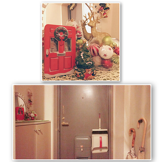 Entrance,一人暮らし,狭い部屋,クリスマスディスプレイ,下駄箱の上,ひとり暮らし,生活感たっぷり,SCHALTEN belleの部屋