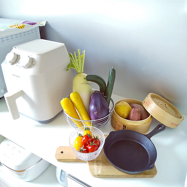 Kitchen,日用品,何気ない日常に感謝して,見てくれてありがとうございます♡,日常を楽しむ,旬を味わう,夏,季節を楽しむ暮らし,フォロワーの皆様に感謝♡,夏野菜,ニトリ,スキレット鍋,蒸籠,夏バテ予防,暑い夏も乗り切ろう♪,IKEA 雑貨,カステヘルミ ボウル,RoomClipショッピング Haの部屋