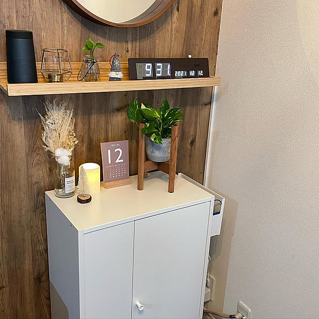 バッゲボー,キャビネット,建売住宅でも快適生活,観葉植物,建売,建売住宅,グリーンのある暮らし,建売を自分好みに♡,観葉植物のある暮らし,スリコ,IKEA,木目調壁紙,木目調クロス,ダイソー,壁紙屋本舗,BOSE,ウォールミラー,Lounge aima_homeの部屋