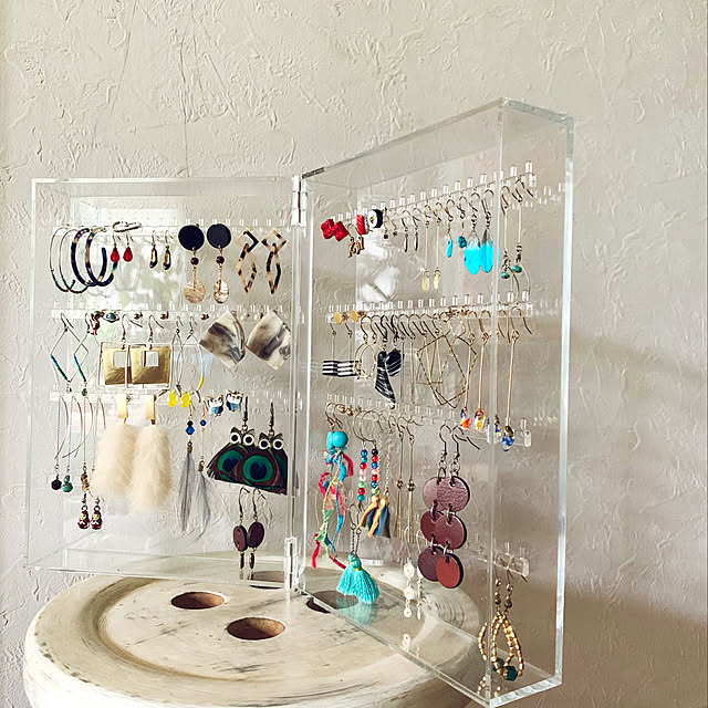 ピアス,シンプル,クリアケース,ハンドメイドアクセサリー,収納,無印良品,ブルー,ピアス収納 kfの部屋