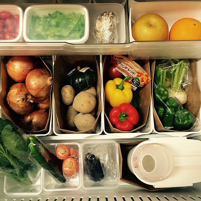 Kitchen,整理整頓,無印良品,ダイソー,100均,ニトリ,野菜室,冷蔵庫 c...homeの部屋