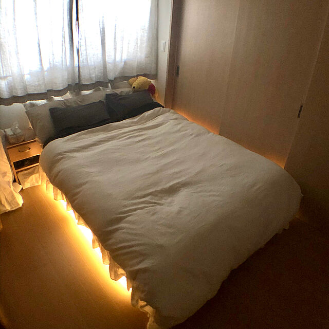 テープライト,テープLED,寝室の照明,寝室,ベッドサイド,人感センサー,間接照明のある部屋,間接照明のある暮らし,間接照明,Bedroom Kazukiの部屋