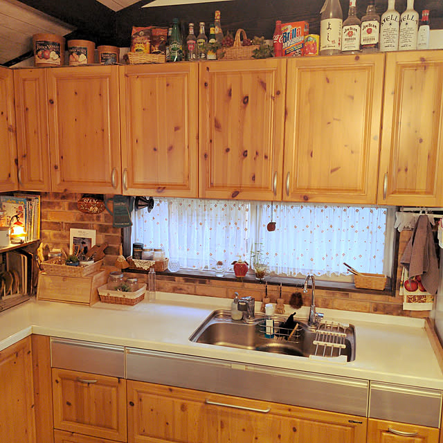 Kitchen,古い物が好き,築150年以上,自然素材,田舎暮らし,日本家屋,木のぬくもり,古民家風,キッチンはカントリーっぽく,水切りかごのないキッチン naoの部屋