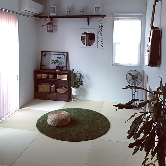 Overview,琉球畳,足場板DIY,ニトリ,円形ラグ,和室,いいね&フォローありがとうございます♡ Sの部屋