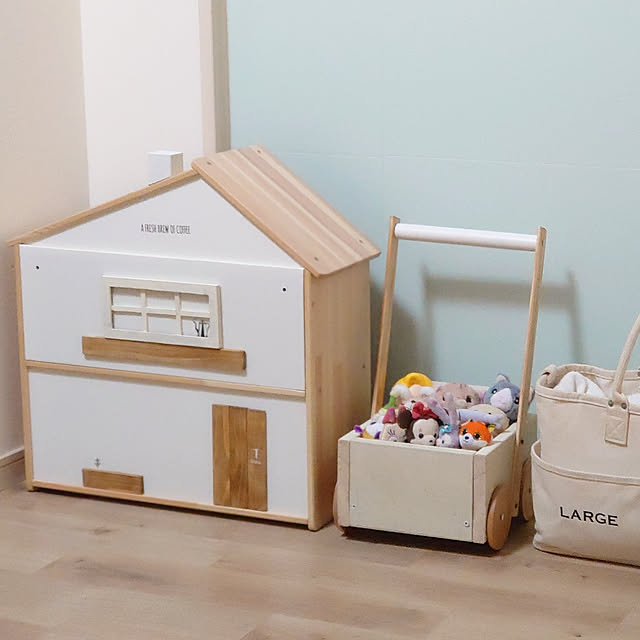 Overview,リメイク,おもちゃ収納,3LDK,5人家族♡,マンション暮らし,おもちゃ収納DIY,IKEAドールハウス,ドールハウス背面,IKEA,DIY,手押し車DIY,手押し車,こども部屋,姉妹の部屋 tomの部屋
