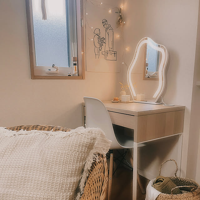 Lounge,ナチュラル,IKEA,雑貨,北欧,ドレッサー周辺,賃貸インテリア,いいね✧ありがとうございます♡,韓国インテリア風,夫婦ふたり暮らし,タペストリー,leon nioの部屋