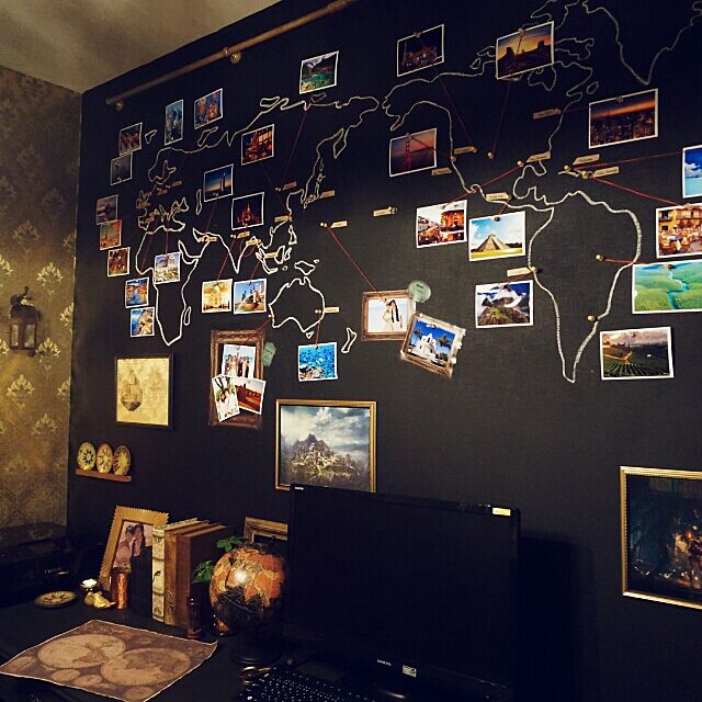 On Walls,ペイントアート,DIY,セルフリフォーム,世界地図,黒板ペンキ mlemonの部屋