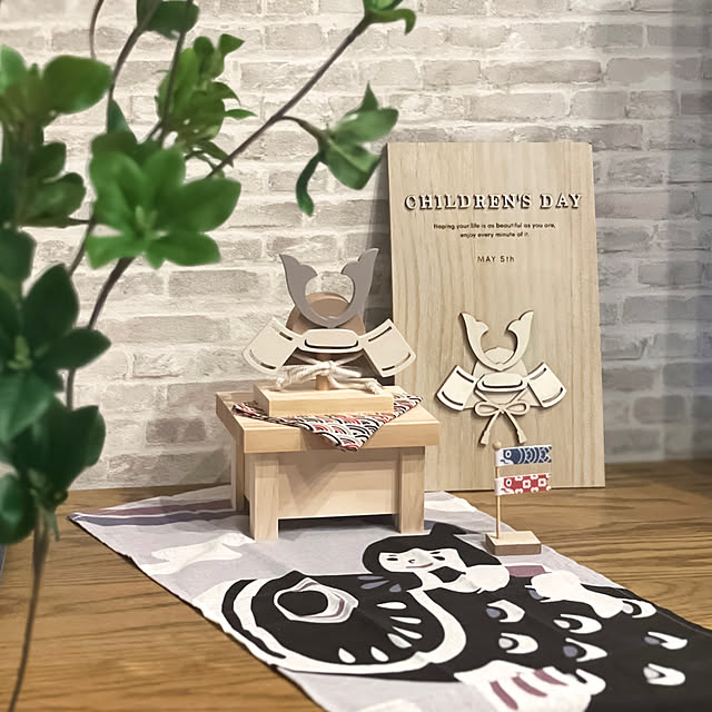 アクセントクロス レンガ,セリア,兜オブジェ,3COINS,スリコ,こどもの日,On Walls,プチプラ,てぬぐいタペストリー Yuuuuuの部屋