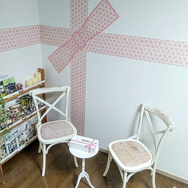 On Walls,RoomClipドラマ化,1K,賃貸アパート,賃貸,賃貸でも楽しく♪,一人暮らし,DIY,マステ,マスキングテープ,リボン,ピンク,mt CASA,フランフラン,椅子,チェア,ウォールデコ,flancflanc,セリア,100均,100均リメイク,ティッシュケース,ティッシュボックス Ryoの部屋
