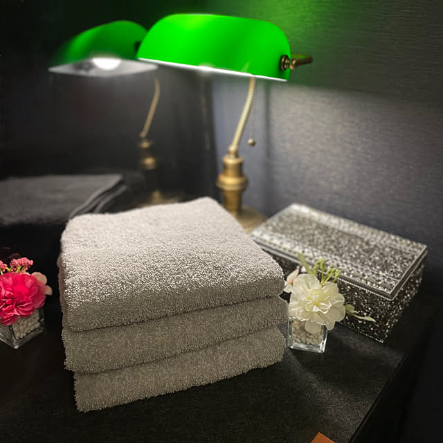 Bathroom,バンカーズランプ,フランフラン　ジュエルボックス,フランフラン,コンパクトバスタオル,バスタオル,シンプルが好き,バスタオル新調,Room Clipショッピング,バスタオル見直し,スーピマコットンホテルタオル aureaの部屋