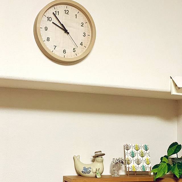 静音秒針,ニトリ,あざらし貯金箱,時計,hyggeな暮らし,癒し,北欧ナチュラル,Lounge,RoomClip mag 掲載 milkpaumeの部屋