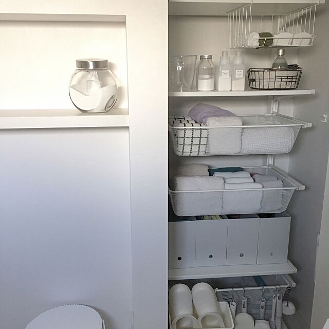 My Shelf,収納,掃除用品収納,日用品収納,ホワイト,シンプル,IKEA,無印良品 ...slw.8の部屋