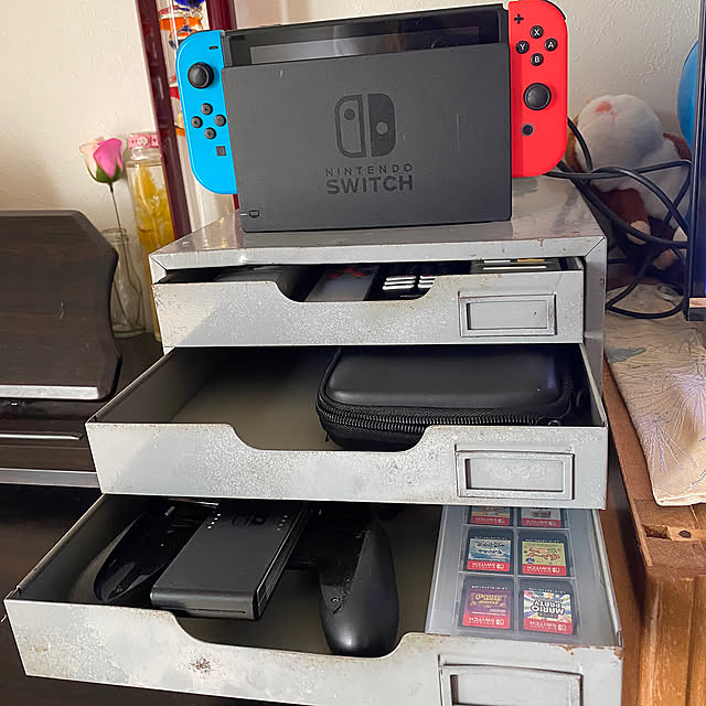 ゲーム部屋,My Shelf,ダイソー,細々収納,Switch収納,ゲーム収納,事務用引き出し,ピアノ周り,テレビ周り,三姉妹,田舎暮らし,子育て中,平屋暮らし,子どもと暮らす,こどもと暮らす,五人家族,平家 kotaroの部屋