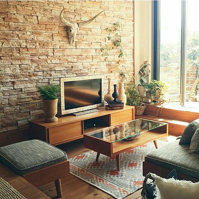 Lounge,ダルトン,ハンティングトロフィー,みどりある生活,unico,石材壁 akisakiの部屋