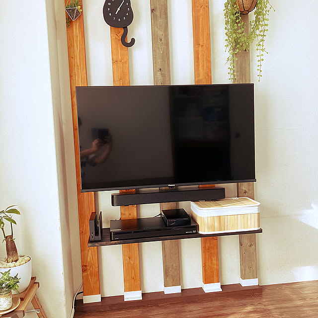 Lounge,ラブリコで壁掛けテレビ,ラブリコでDIY,テレビ台DIY,DIY,観葉植物 Youko-ropの部屋