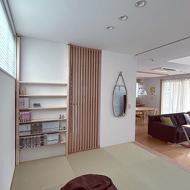 Lounge,漫画収納,漫画,団らんスペース,北欧インテリア,北欧ナチュラル,シンプルが好き,住友林業,DIY,壁面収納,畳コーナー mekichinの部屋