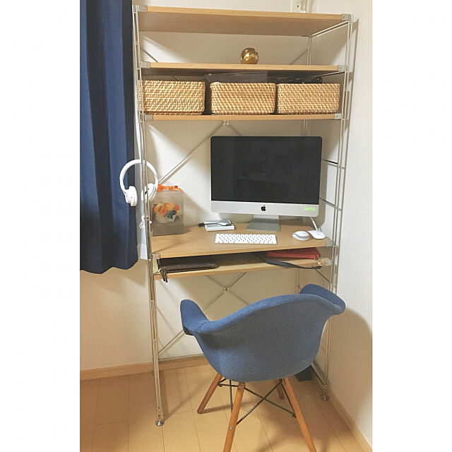 無印良品,Macのある部屋,シェルフを机に,ロウヤの家具,My Shelf hoppoppornの部屋