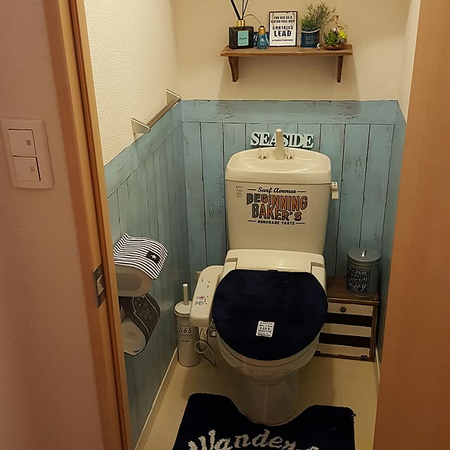 Bathroom,リメイクシート,セリア,ダイソー,DIY,しまむら,多肉植物,賃貸,BEACH STYLE,トイレ KOUME.Cの部屋