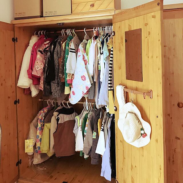 Overview,長男の服,次女の服,１つのタンスで2人分,突っ張り棒,子供服収納 Maiの部屋