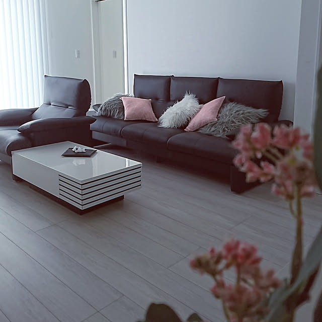 Lounge,植物のある暮らし,ようこそ我が家へ,いいね&フォローありがとうございます☆,海外インテリアに憧れる,モノトーンインテリア,白と黒の世界,差し色にピンク,クッション,フラワーベース kurogeの部屋