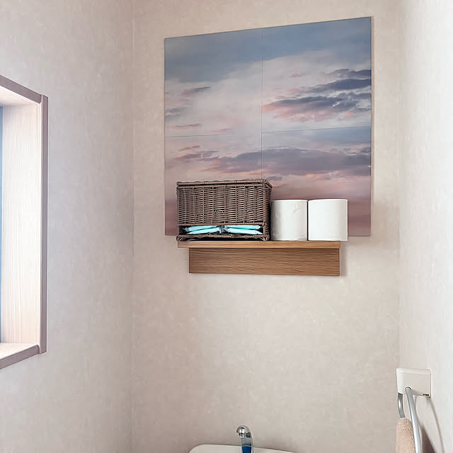 Bathroom,サニタリー収納,3COINS,スリコ,エコカラットセルフ,LIXIL,かご・バスケット,北欧雑貨,ナチュラルインテリア,北欧インテリア,狭小住宅,小さなおうち,2階リビング,小さなお家,建売住宅,小さいおうち,いいね&フォローありがとうございます☆,すっきり暮らす,狭小3階建,ナチュラルヴィンテージ,ヒュッゲ masumiの部屋
