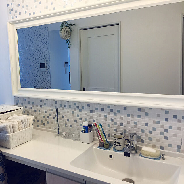 Bathroom,IKEAの鏡,IKEA,シーライン,パナソニック,パナソニック 洗面台,珪藻土コースター my1129の部屋