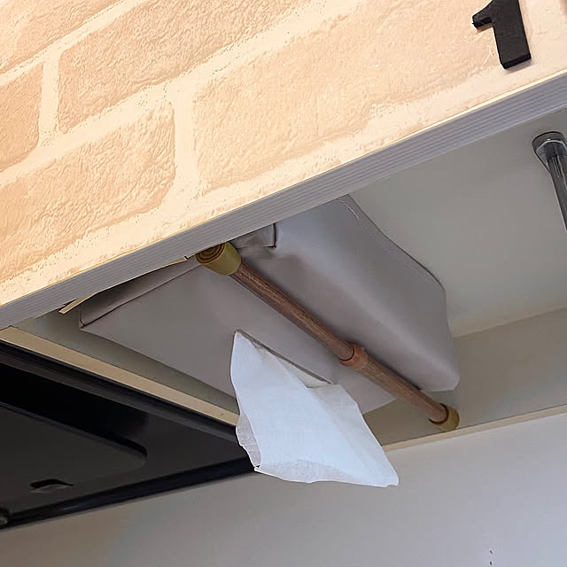 Kitchen,イベント参加中,イベント参加,123,レンガ柄リメイクシート,吊り戸棚下,ティッシュボックスカバー,つっぱり棒,セリア,seria takubonchanの部屋