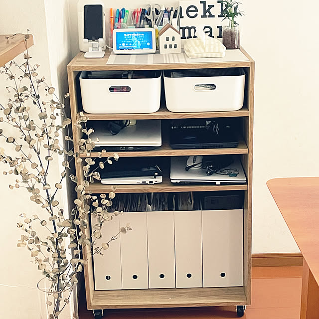 My Shelf,使いやすさ優先,生活感仕方ない,必要なものをまとめて,文房具収納,ノートパソコン置き場,Nクリック,ニトリ,ワークステーション,パソコン収納,在庫勤務,造作棚,収納,スッキリ,無印 kawauso15の部屋